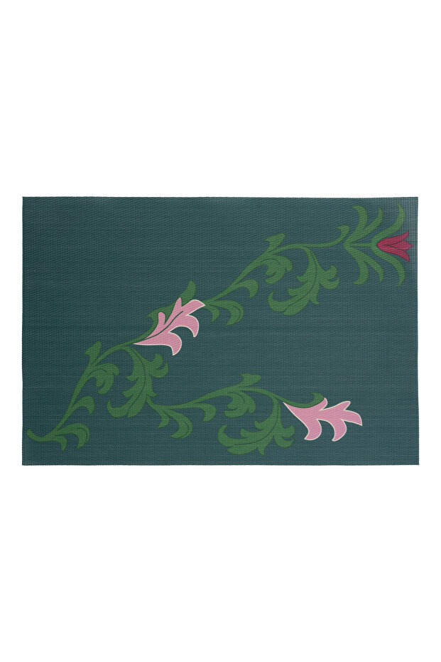 Rectangle Green Placemat with Flowers Pattern - 1