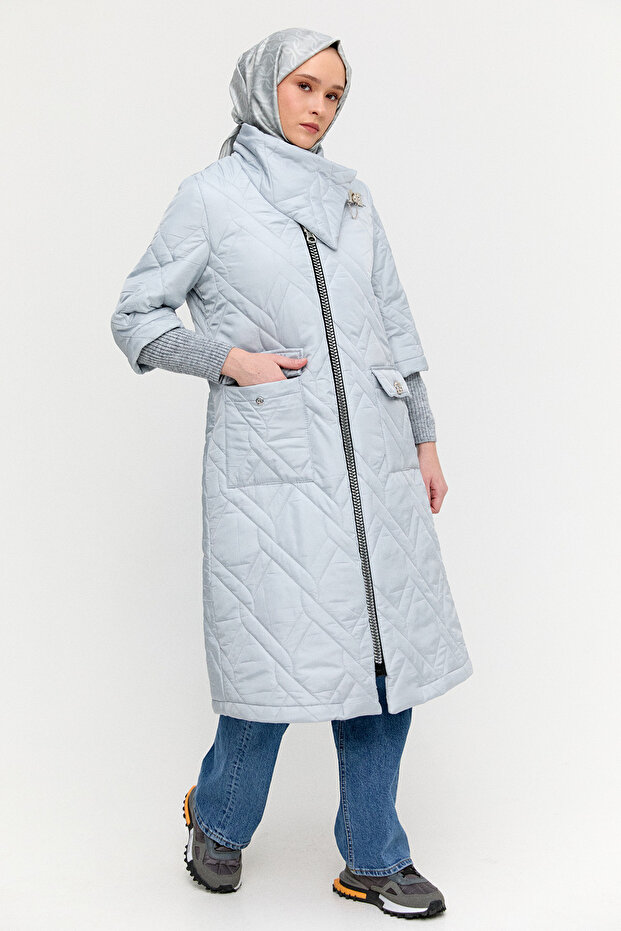 Mendil Yakalı Kapitone Kaban - 2