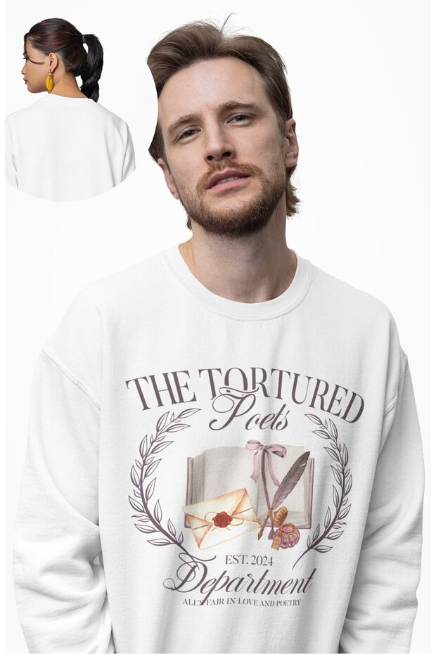 Unisex Oversized the Tortured Poets Department Taylor Swift Printed Hoodless Sweatshirt