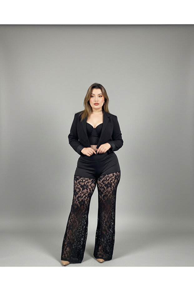 Dantelli şort pantolon - 3