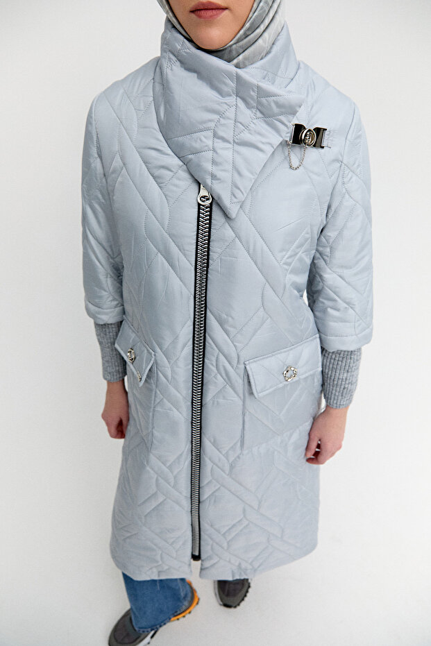 Mendil Yakalı Kapitone Kaban - 5