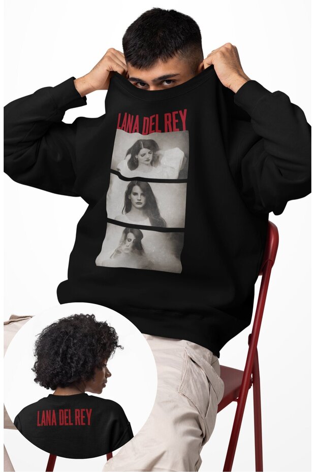 Unisex Oversized Lana Del Rey Ense Printed Crew Neck Hoodless Sweatshirt