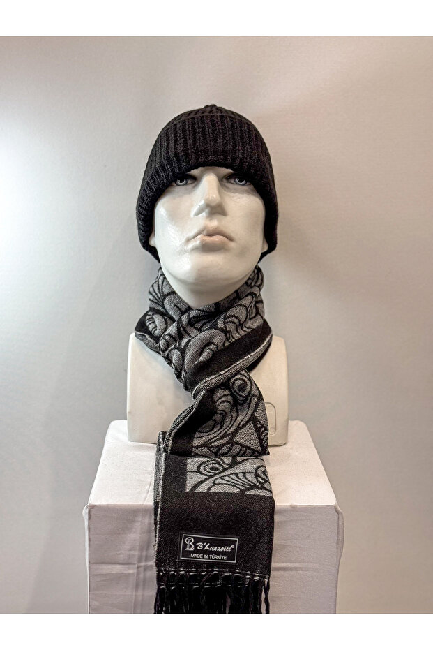 Men's Kaşkol Scarf Woolen Beige Black