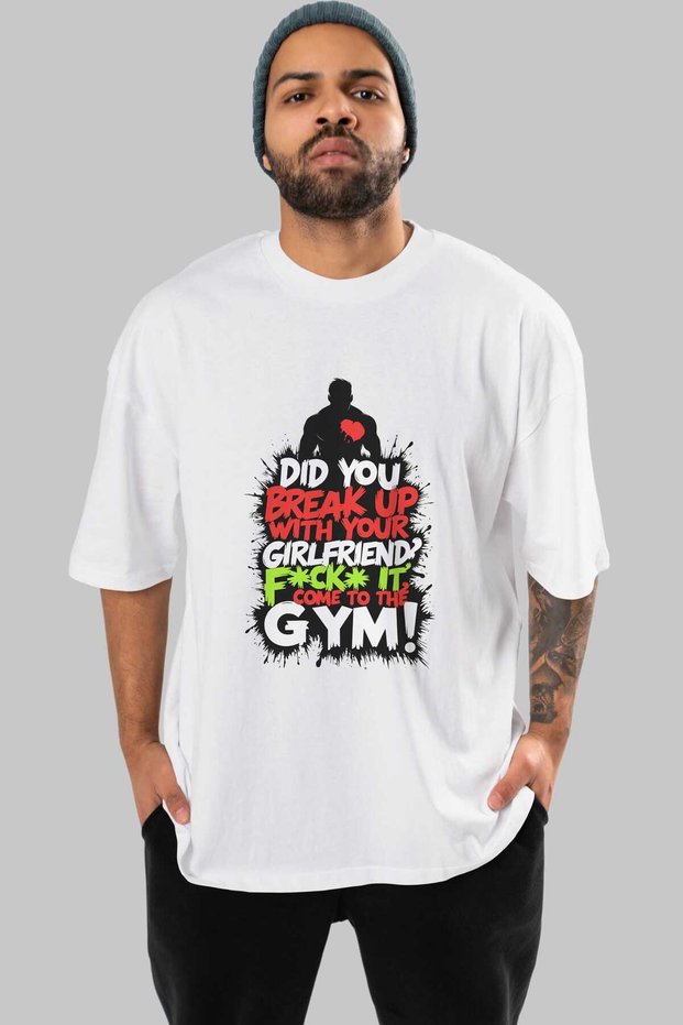 Gym, Sports, Fitness 50 Pre-Printed White Oversized T-Shirts Men's Women's Cotton Crew Neck T-Shirt