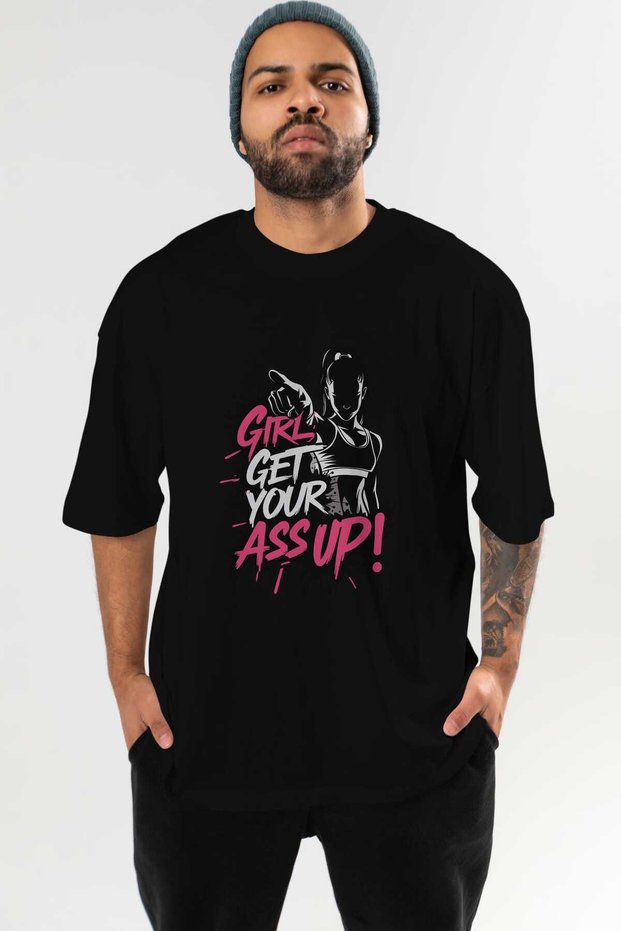 Gym, Sports, Fitness 12 Pre-Printed Black Oversize T-Shirt Men's Women's Cotton Crew Neck T-Shirt