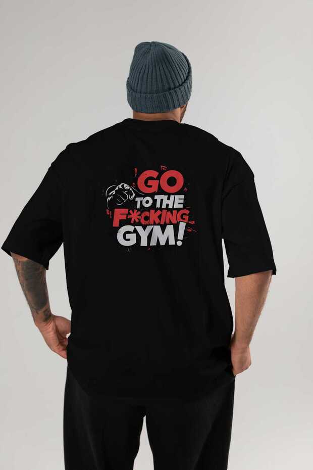 Gym, Sports, Fitness 56 Back Printed Black Oversize T-Shirt Men's Women's Cotton Crew Neck T-Shirt