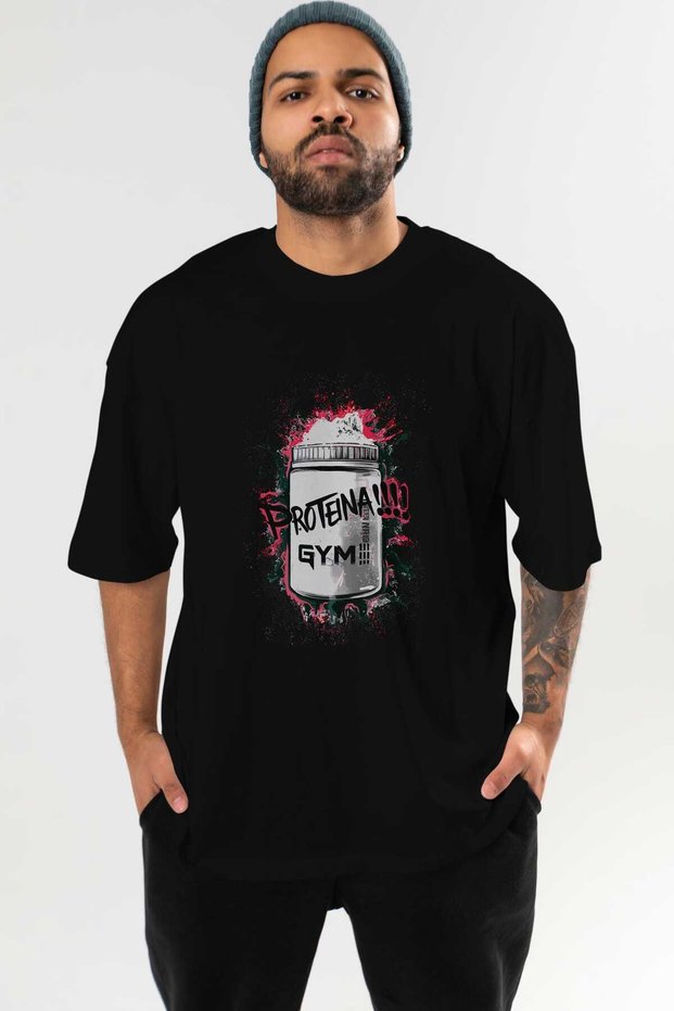 Gym, Sports, Fitness 47 Pre-Printed Black Oversize T-Shirt Men Women Cotton Crew Neck T-Shirt
