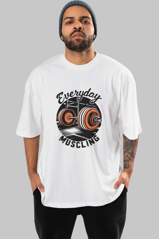 Gym, Sports, Fitness 18 Pre-Printed White Oversized T-Shirt Men's Women's Cotton Crew Neck T-Shirt