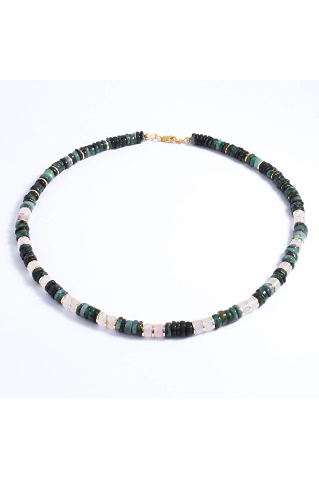 Santi Emerald and Moon Stone Necklace