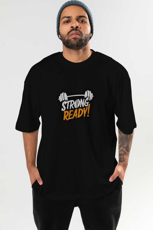 Gym, Sports, Fitness 58 Pre-Printed Black Oversize T-Shirt Men's Women's Cotton Crew Neck T-Shirt