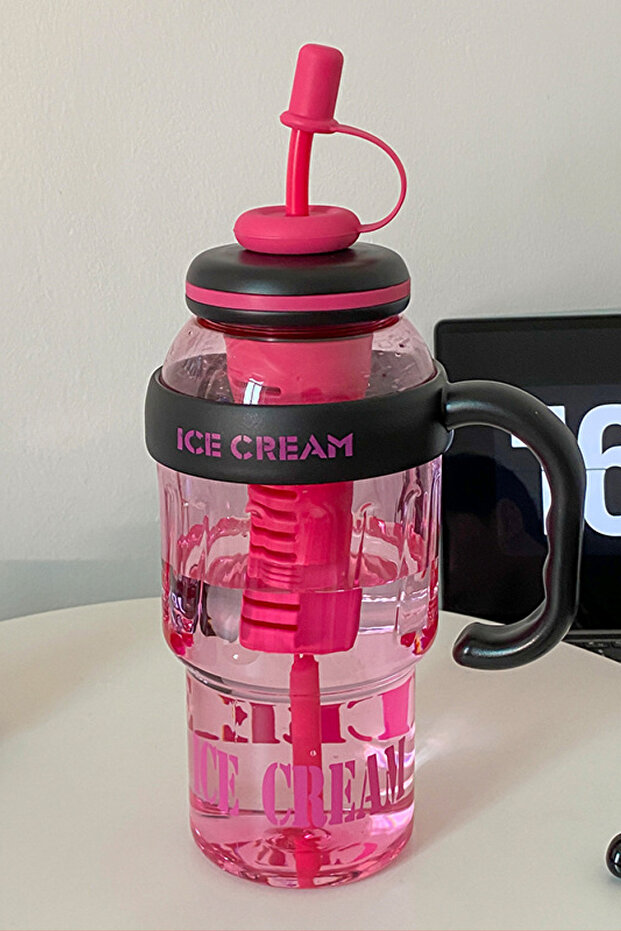 Longinus Bpa-Free Easy-To-Carry Detox Water Bottle with Compartments 1300ml (1.3L) Fuchsia