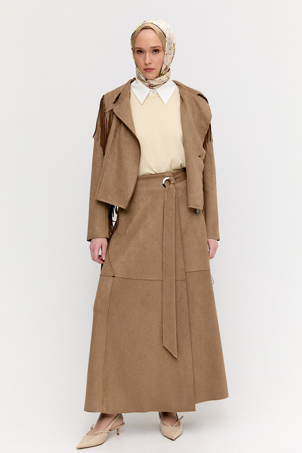 Süet Görünümlü Anvelop Etek - 3