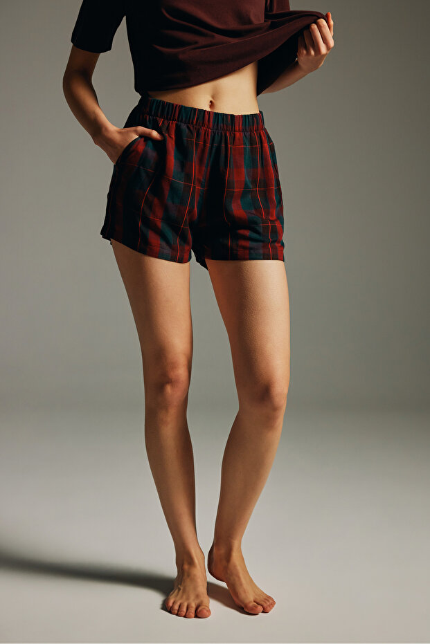 Kadın Dokuma Cepli Şort - 1