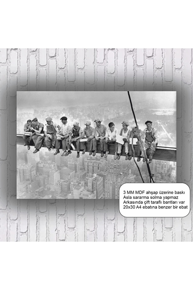 Skyscraper Workers New York Home Decoration Mdf Painting Retro Wood Poster
