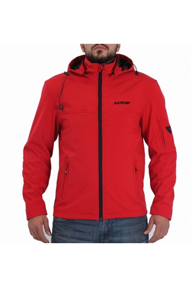 Motorcycle Montu Jaws Soft Shell Red Men's Biker Jacket
