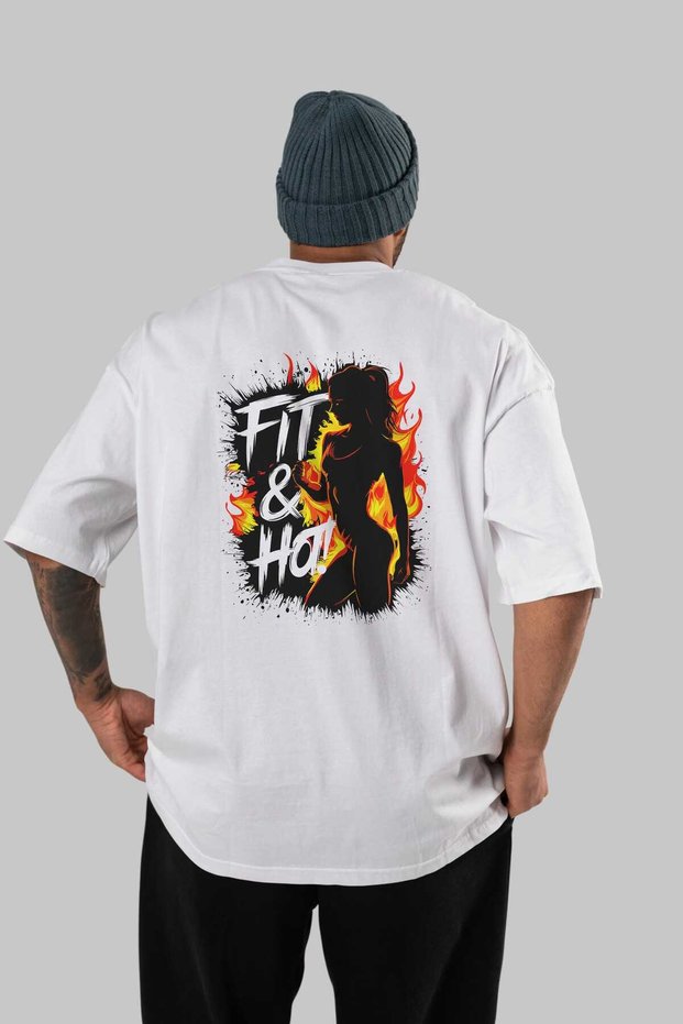 Gym, Sports, Fitness 14 Back Printed White Oversize T-Shirt Men's Women's Cotton Crew Neck T-Shirt