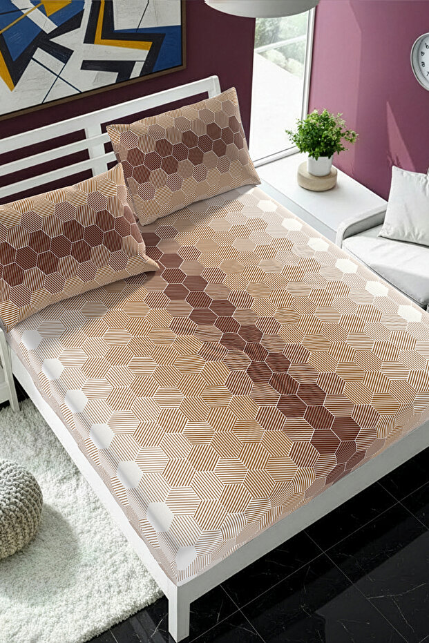 Deep Patterned Elastic Sheet Set - Single/Double/King Size - 1