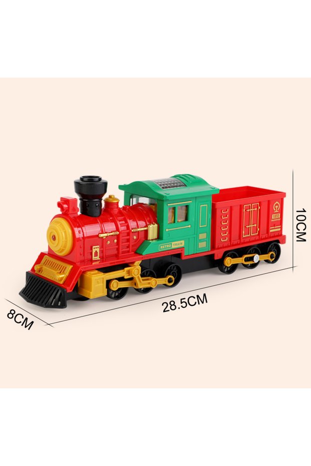 Red Locomotive Christmas Sound and Light Steam Spray Train Model Electric Retro Car Vehicle Construc