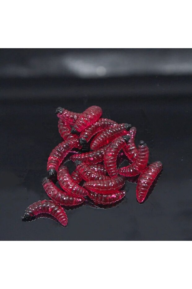 2.4cm 50-grain pack Red 50pcs Fishing Lure Maggot Grub Yellow Lifelike Fishing Lure Bionic Bread Bug