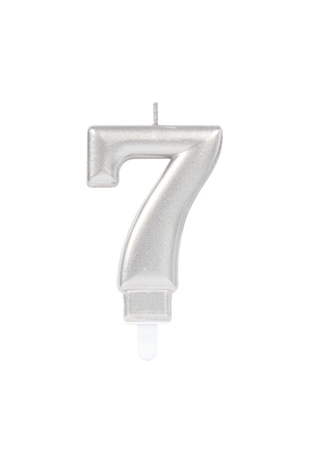 شمعة رقم 7 لون فضي