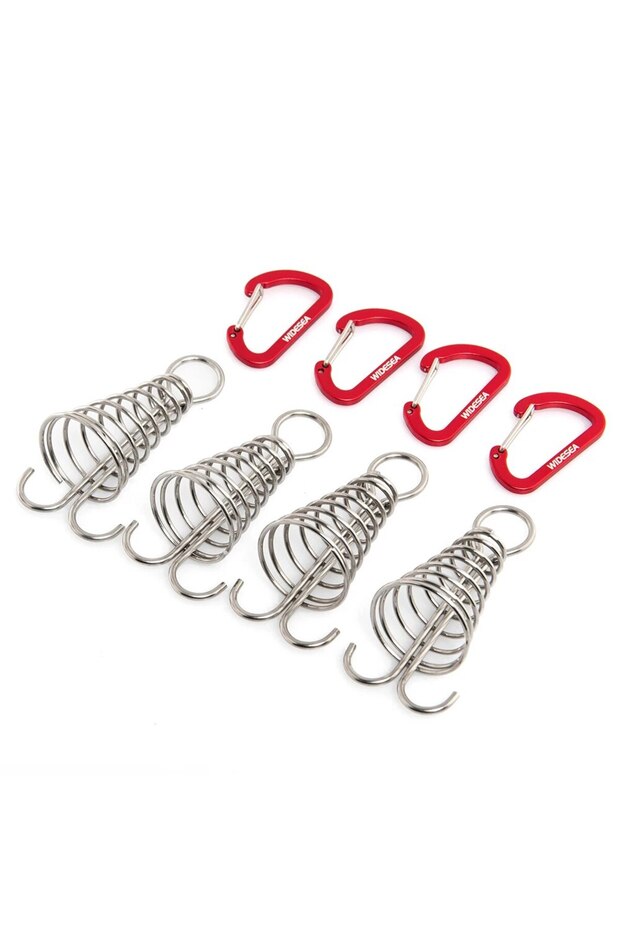 D 4Pcs/set Camping Adjustable Plank Spiral Shaped Fish Bone Deck Carabiner Wind Rope