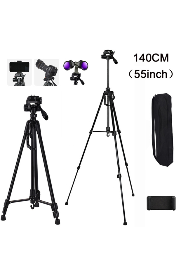 black BORWOLF Phone Camera Binoculars Tripod Stand 55inch Universal Photography for Telescope Fishin