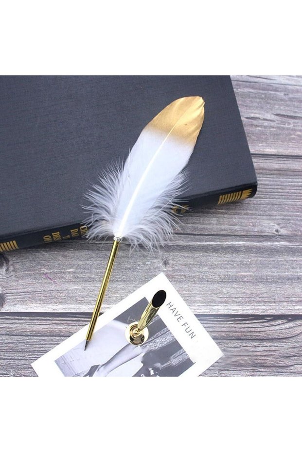 E European Style Retro Feather Ballpoint Pen Christmas Gifts Writing Tool Golden Feather Pen Novel.