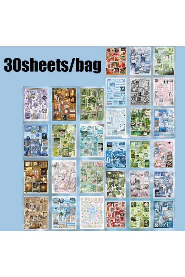 S28974-1 30pcs Vintage Die Cut Sticker Book Ode Series for Journal Scrapbooking Phone Case Decorati
