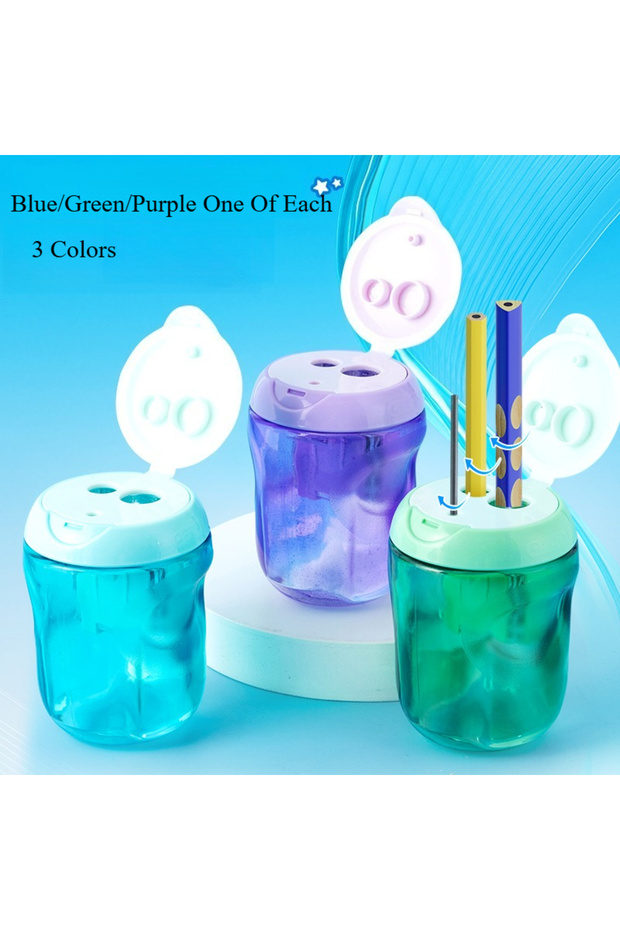 3 Colors 912F1 1/3/12pc M&G 3 In 1 Pencil Sharpener with Screw Lid and Tub No Spill Compact Design f