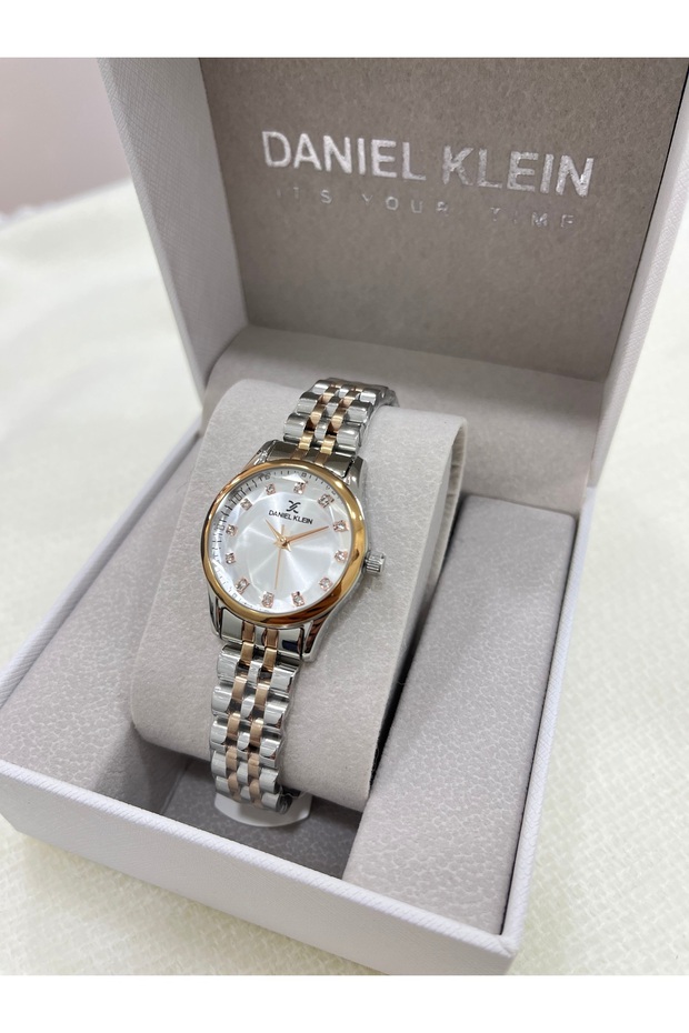 Rose Silver Double Color Stone Dial Wrist Watch
