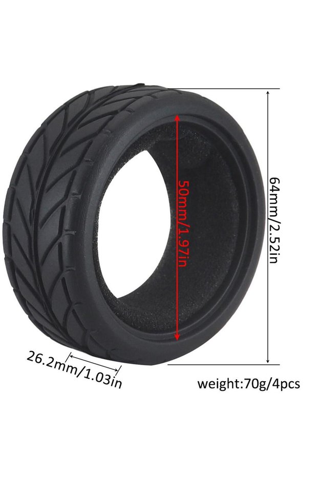 A15-4pcs 1:10 On-road Car Tires 63-68mm High Grip Tyre Hot Melt Tire Hsp 94123 Hpi Himoto Fw06 Tt01