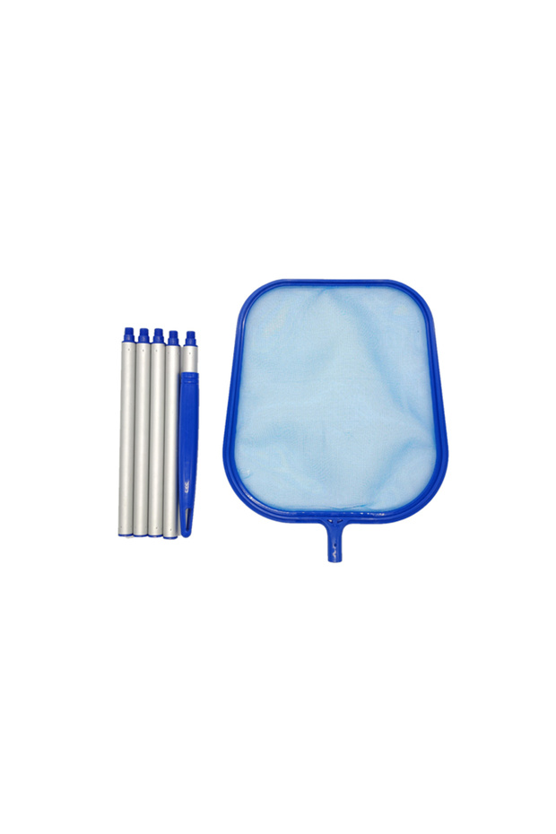 Blue Pool Skimmer Net with 5 Aluminum Pole Sections 64'', Cleaning Leaf of Swimming Pools, Spas, Hot
