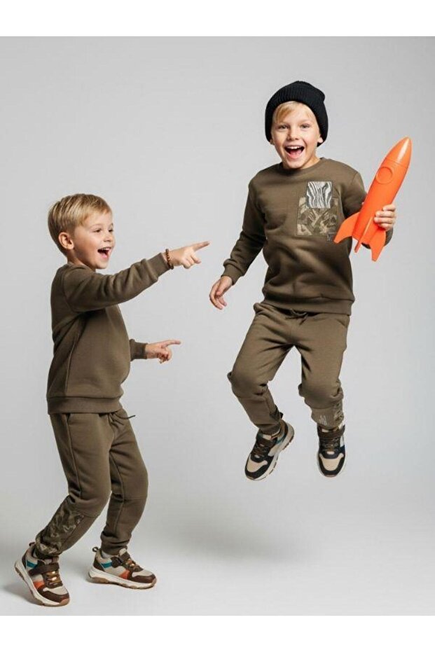 بنطلون رياضي للأولاد من القطن بتصميم منقوش - 2