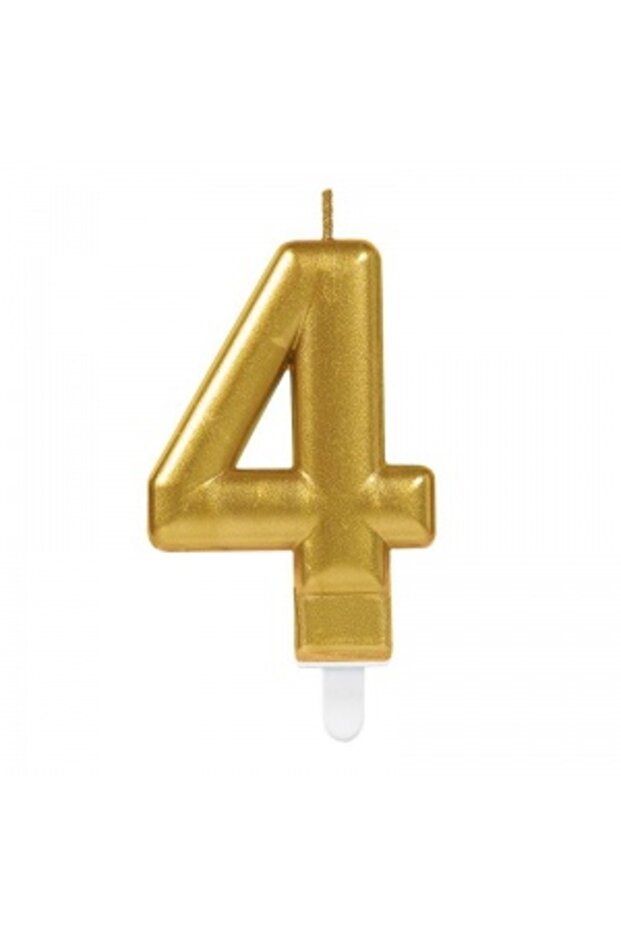 Number 4 candle gold color