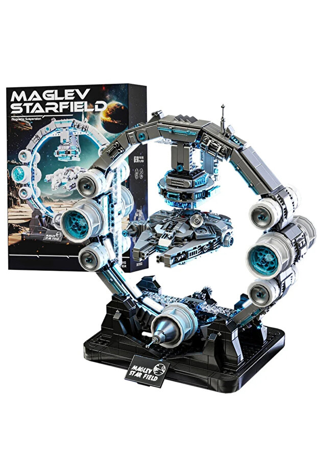 Maglev Spaceship 1196PCS MOC Technical Maglev Falcon Spaceship Building Blocks Magnetic Suspension W