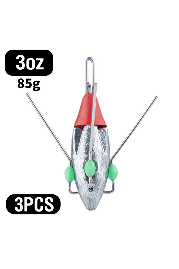 3oz 3Pcs Sputnik Fishing Sinker 3oz-8oz Surf Fishing Weight with Glow Bead Fast Sinking Casting Sink