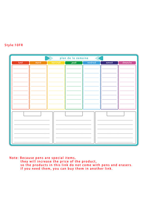 Only-10FR A3 Size Magnetic Weekly &monthly Planner Dry Erase Calendar Fridge Sticker Spanish, French