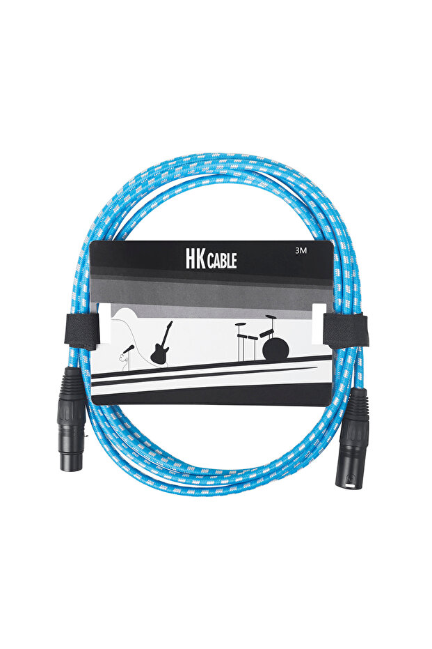 كابل توصيل صوتي أزرق بطول 3 أمتار، مناسب لميكروفونات HK و LADE GT130XLR وأداء الجيتار.
