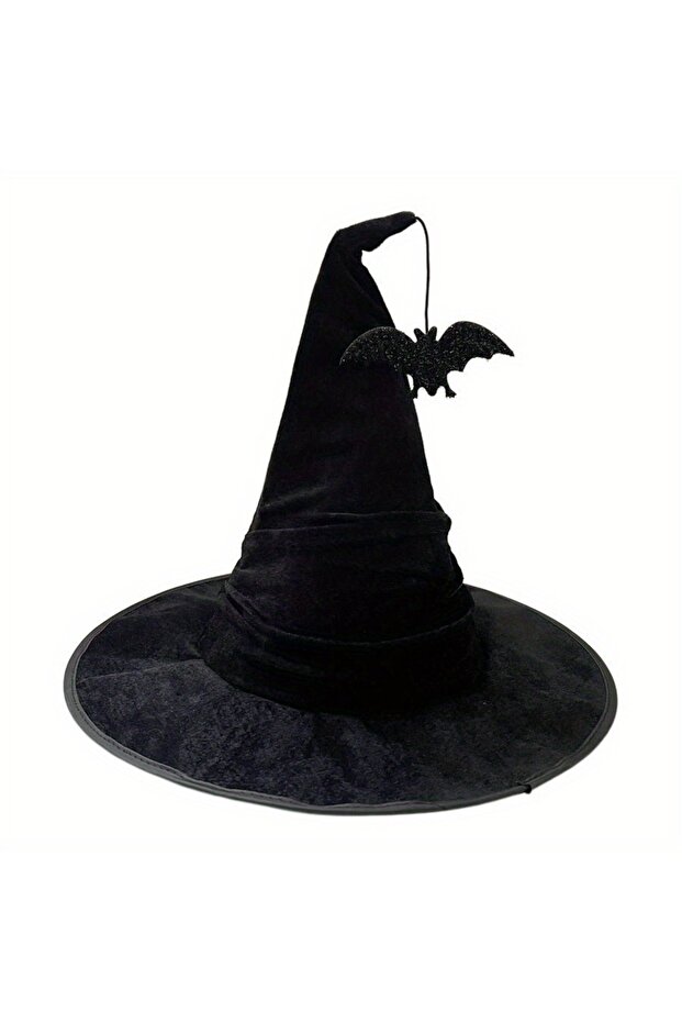 C Halloween crumpled witch hat party, witch hat black velvet witch costume makeup accessories hat d.