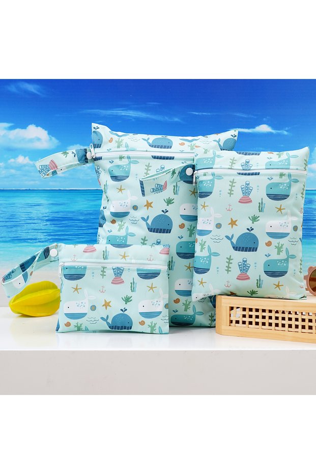 SMT083-EF696 Elinfant 3PCS Waterproof Diaper Bags For Cloth Diapers,Washable Reusable Storage Bag Po