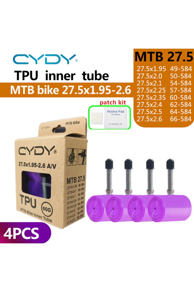Schrader Valve 45mm 27.5x1.95-2.6 AV 4PC CYDY TPU MTB Bike Inner Tube Camera 29 26 27.5 29x1.95-2.6
