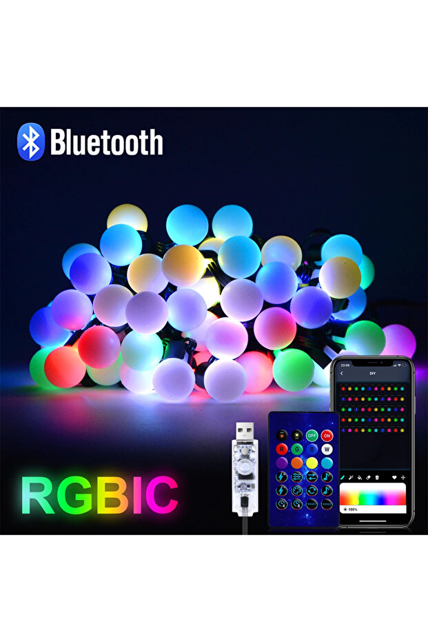10M 50LEDs Blue LED Fairy Light String USB DC5V Dreamy Color RGB IC LED Round Ball String Light Chri