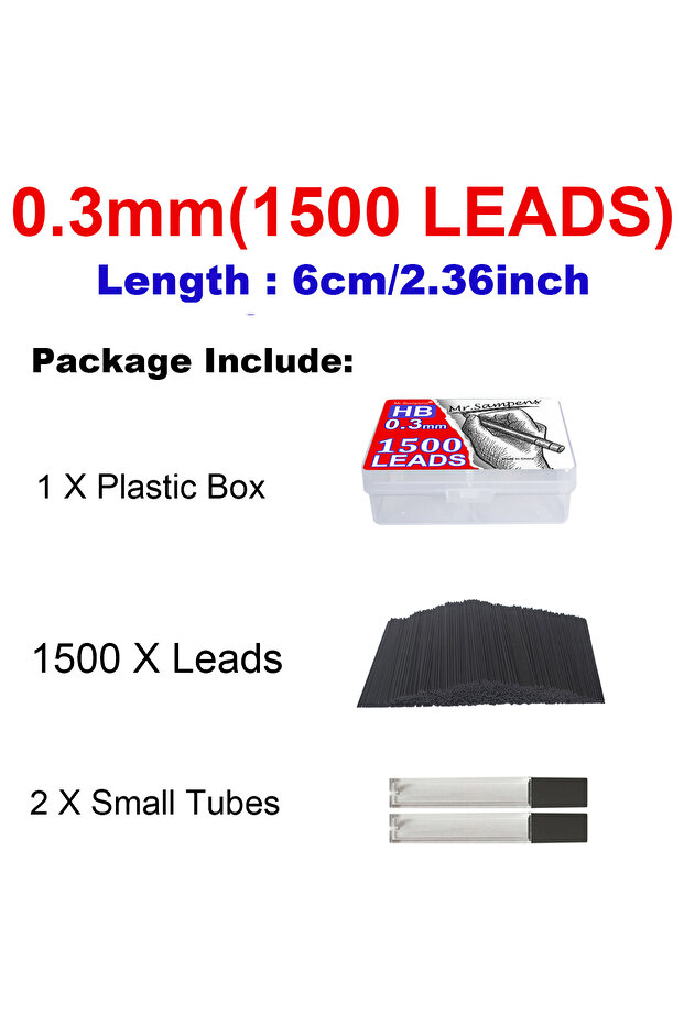 1500 Leads 1500-Pack 0.3mm HB Automatic Pencil Leads Mechanical Pencil Black Lead Core 0.3 Mm for Of