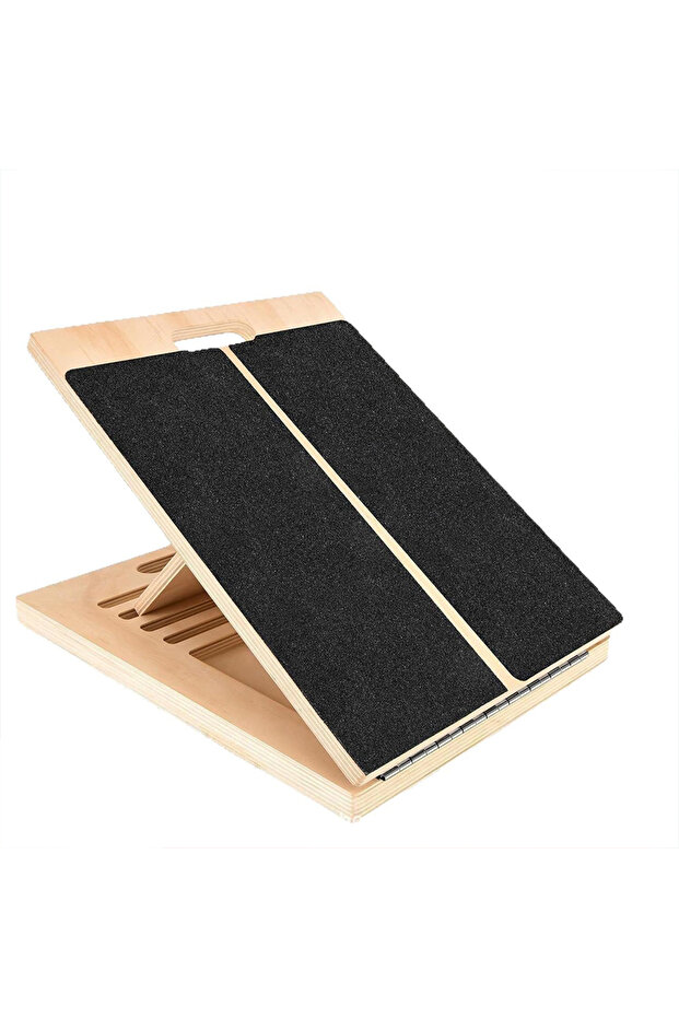 black Foldable Wooden Incline Board Adjustable Calf Ankle Stretcher Plyometric Home Stretching Balan