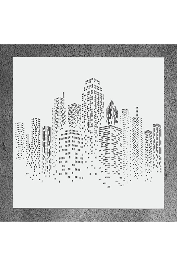 WHITE 12*12 Inches City Building Skeleton Painting Template, DIY Handbook Doodle Topiary Molds