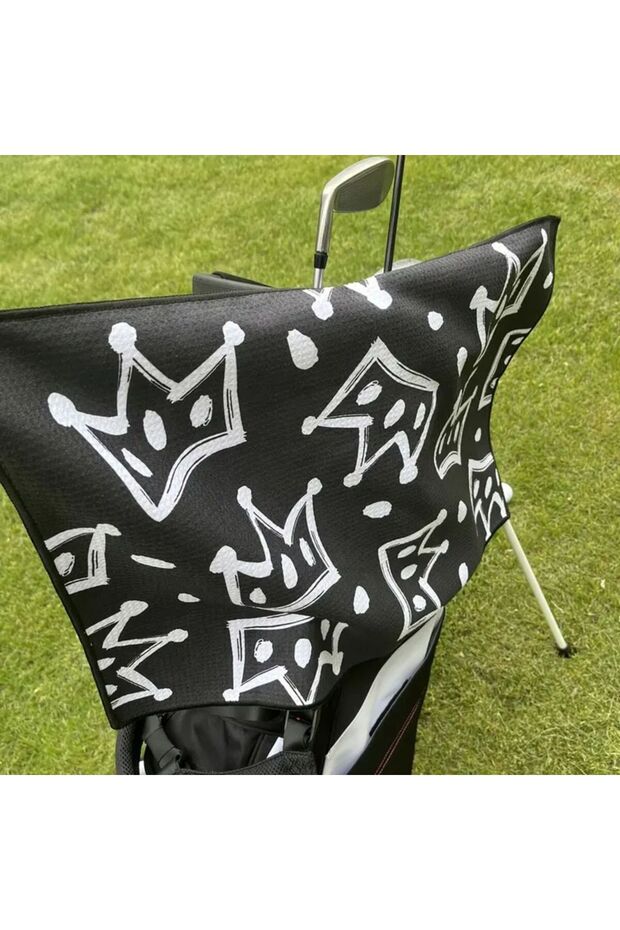 black crown towel Fashionable Crown Golf Towel, 40x60cm Large Size, Quick-Drying Super Absorbent Waf