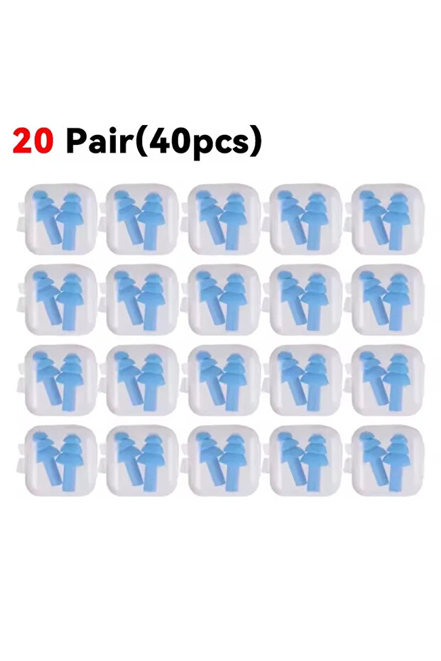 20 Pair(40pcs) 25/1Pair Ear Plugs Sleeping Noise Cancelling Reusable Silicone Sound Block Earplugs S