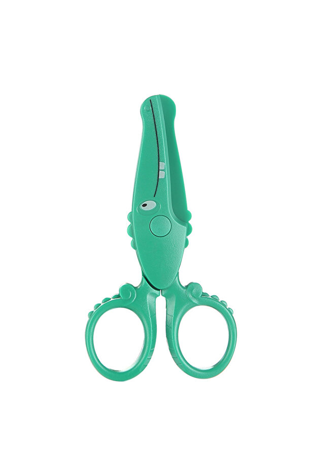 green 1 Pcs Cartoons Mini Scissors Plastic Kindergarten Manual Round Head Safety Kids Scissors
