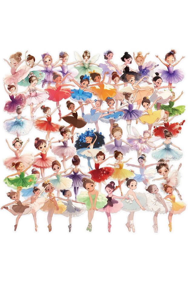 50pcs All 50pcs Ballet Girl Series Stickers Exquisite Girl Clothing Materials Phone Cases Laptop Wat