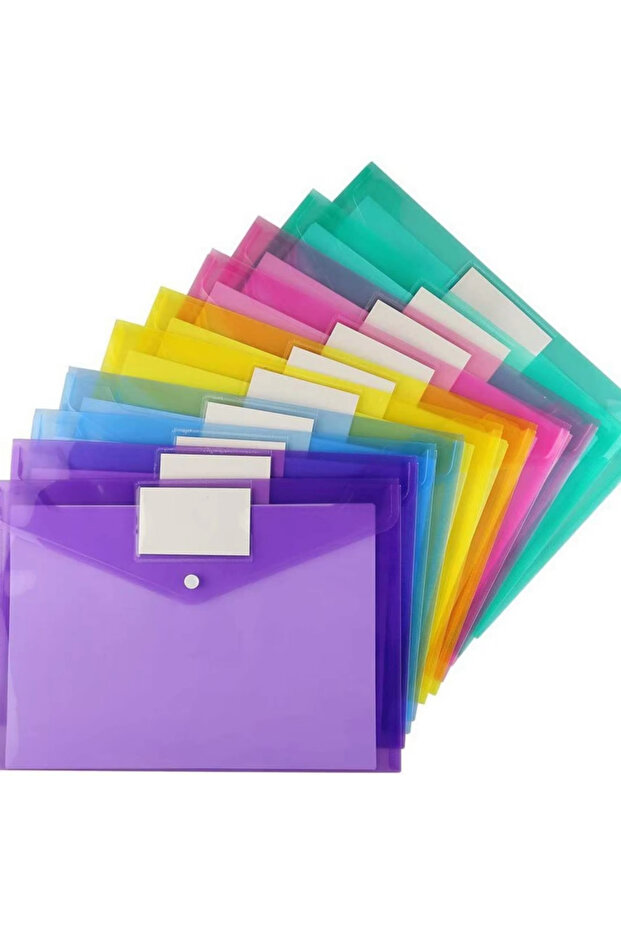 Mixed Thick 10pcs Hot selling A4 Button File Bag Color PP Plastic Archive Office Data Bag Bill Stora